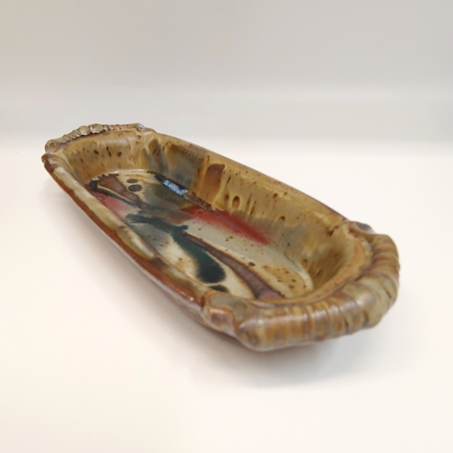 #220808 Baking Dish Tan with Splash 10x4 $12 at Hunter Wolff Gallery